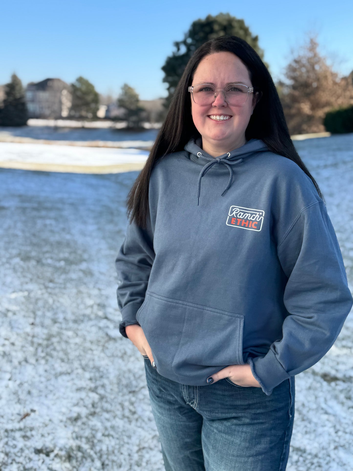 Steel Blue Logo Hoodie